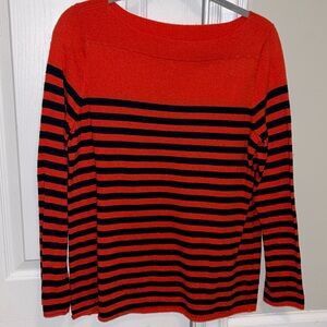 Gap orange and navy long sleeve striped sweater medium